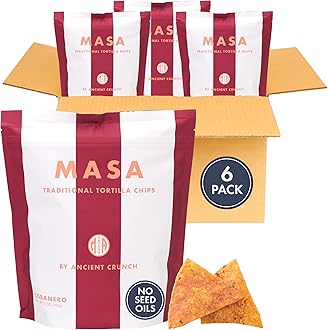 MASA Chips - Cobanero Tortilla Chips - Handmade Corn Tortillas - Spicy Chips & Snacks - Naturally Grown Yellow Corn, Made with Grass Fed Tallow, Sea Salt, Chili- 6 Pack 5 Ounce Each