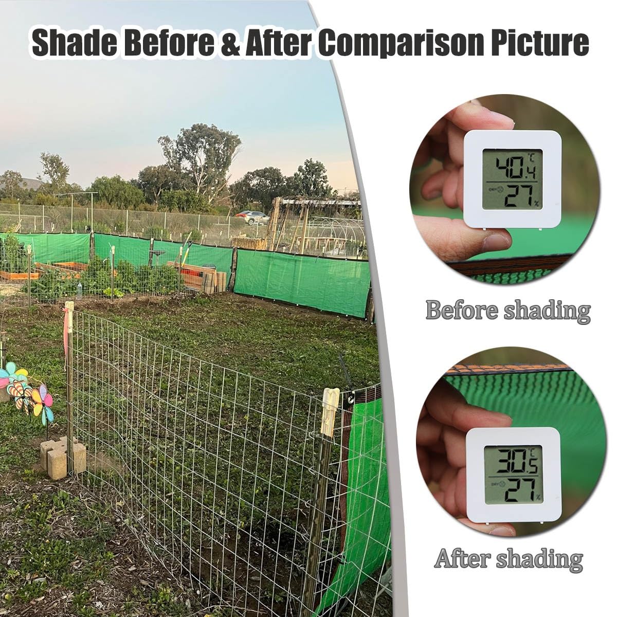 Telo ombreggiante 90% – Rete protettiva per serre e recinzioni da giardino (4 x 15 m, 5 x 5 m, 1 x 6 m, 3 x 4 m, 8 x 8 m), resistente ai raggi UV