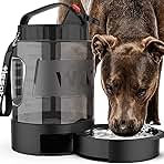 lesotc Portable Dog Travel Water Bottle, 77oz Large Travel Water Bowl for Dogs Camping Hiking Beach Hunting Essentials, Big Pet Bottles Bowl Water Dispenser for On The Go Park Car Walking Accessories