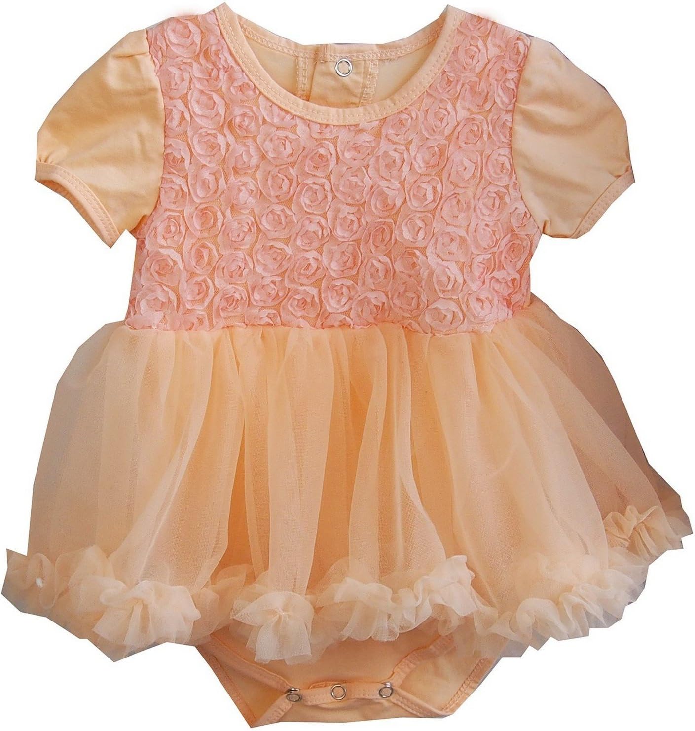Kirei Sui Baby Vintage Peach Pink Rosettes Bodysuit Dress Medium