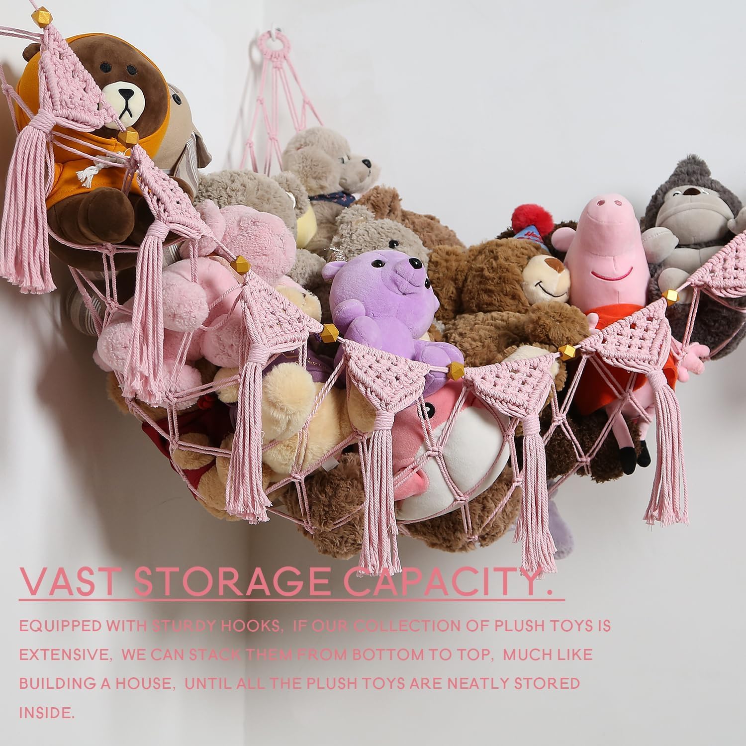 Decoration Chambre Enfant Hamac Pour Animaux En Peluche Macramu00e9 - Hamac Bohu00e8me Doux En Peluche - Filet De Rangement Pour Jouets - Support D'angle Pour Chambre D'enfant Hamac Enfant