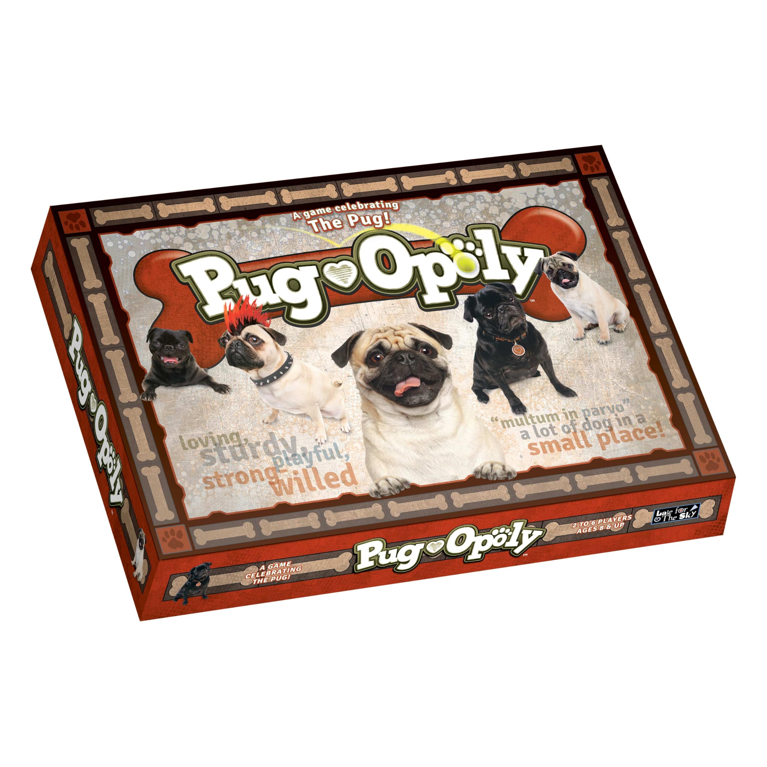 Late for The Sky Pug-Opoly Dog Board Game for Families & Adults – Pug Lovers Property Trading Game, 2–6 Players, Ages 8+, One-Hour or Full Play, Fun Party Gift for Dog Owners