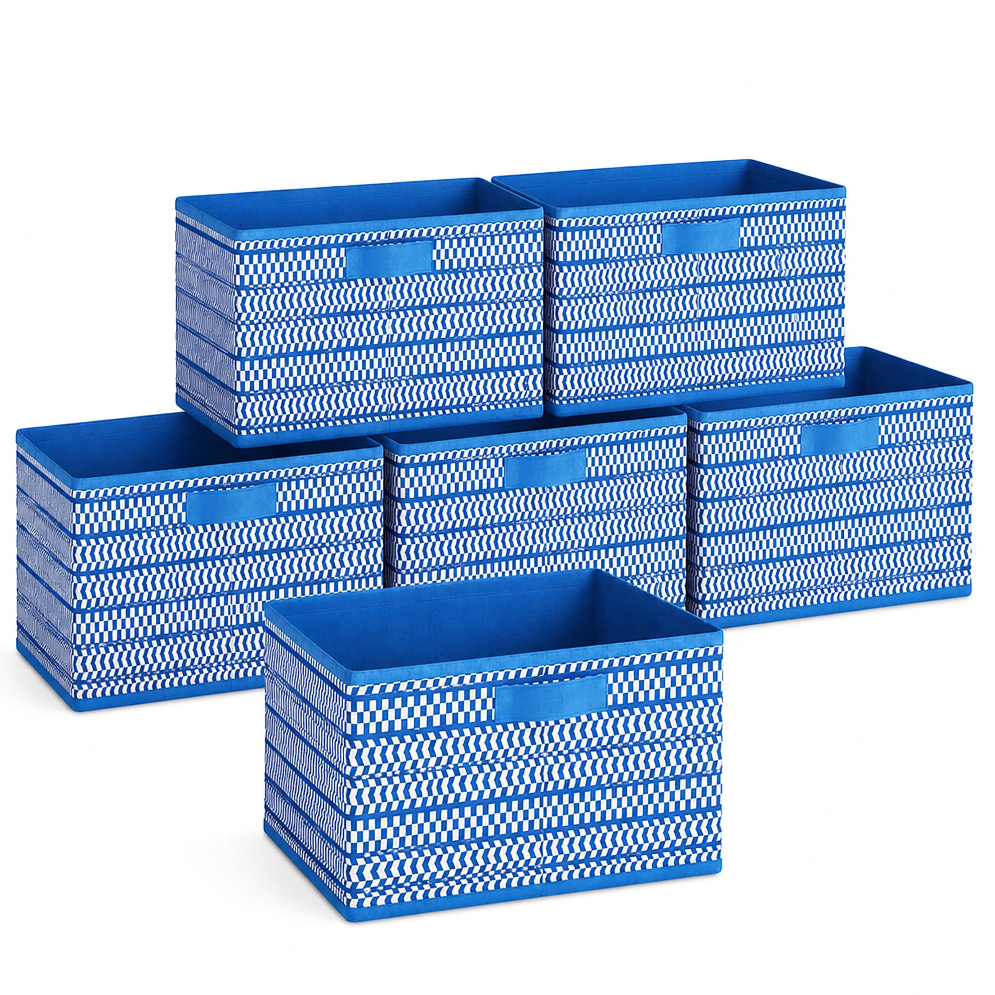 DALUCI Foldable Wardrobe Organizer Storage Box (Pack of 6, Blue) | Premium Clothes Storage Basket for Wardrobe & Closet | Strong Non-Woven Foldable Boxes for Storage | Space Saving Cloth Organizer