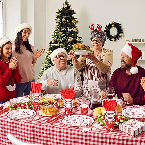 Miniatura 4 de Juego de 350 platos de papel y servilletas, platos de papel desechables, suministros para fiestas, juego de vajilla para 50 tazas, cuchillos,