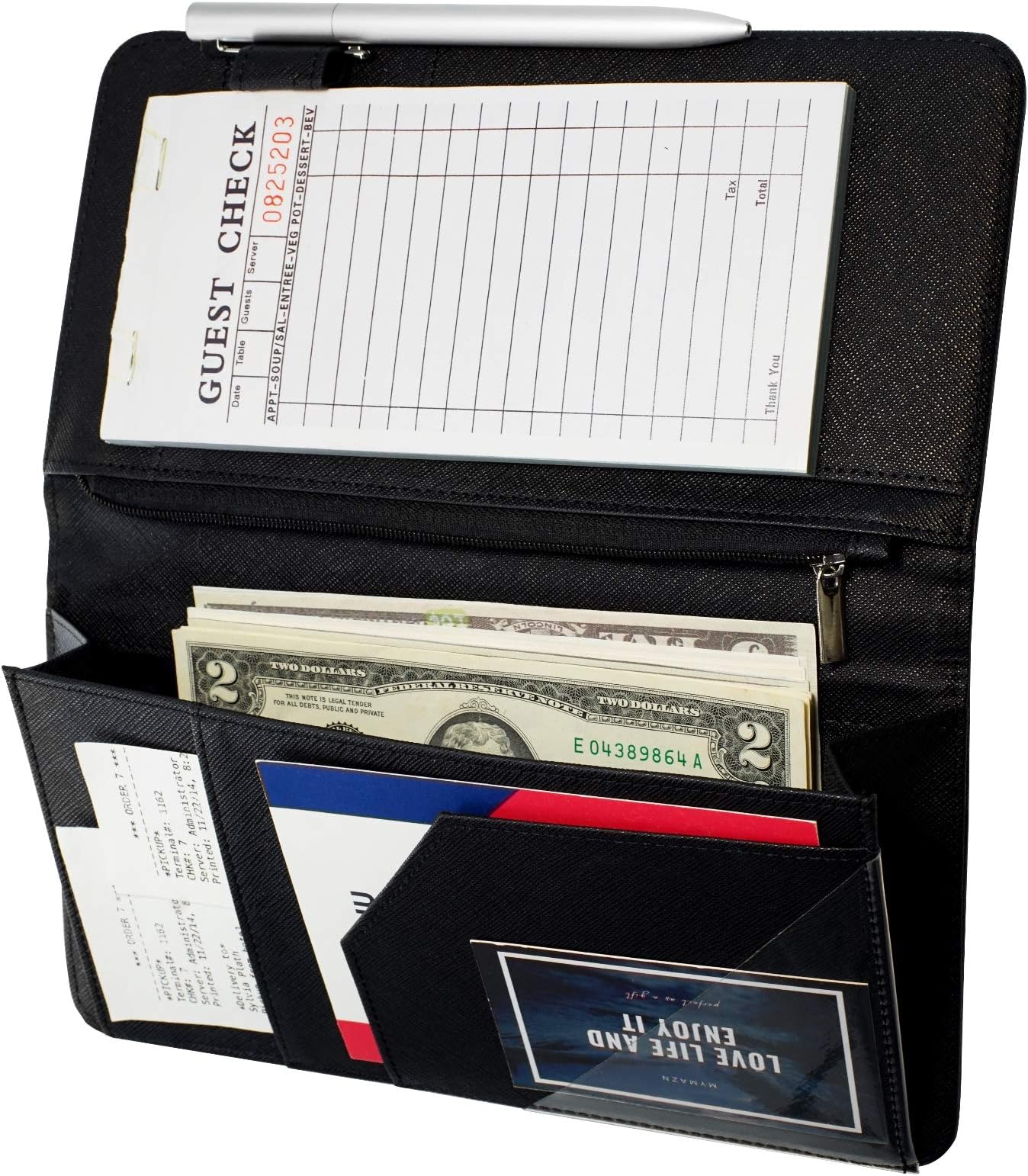 Server Book with Zipper Pocket and Magnetic Closure Server Booklet Waitress Books Serving Book with Money Pocket Waitstaff Organizer Fit Server Apron Waiter Book Wallet High Volume Pocket