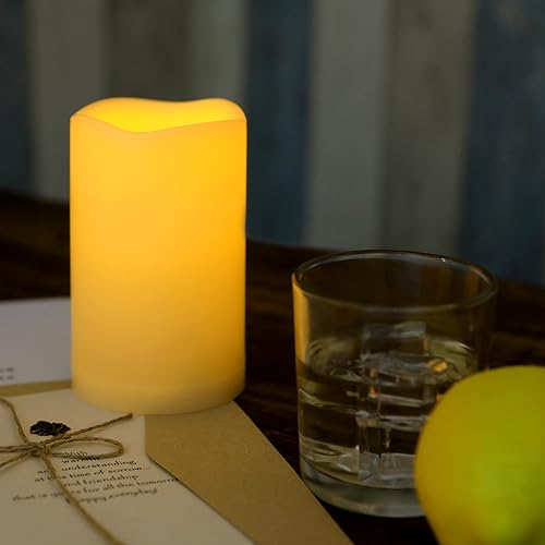 Miniatura 4 de iZAN 3 velas LED impermeables sin llama con temporizador, parpadeantes al aire libre, funcionan con pilas, velas de pilar de sincronización para el