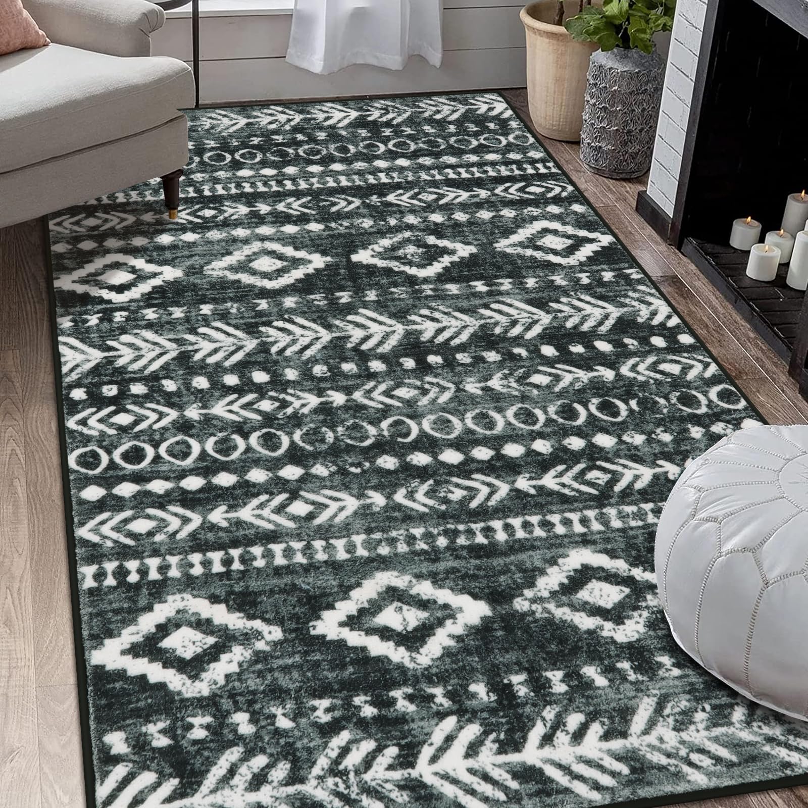 Lahome Farmhouse Moroccan 5x7 Dining Room Rug,Washable Soft Stain ...