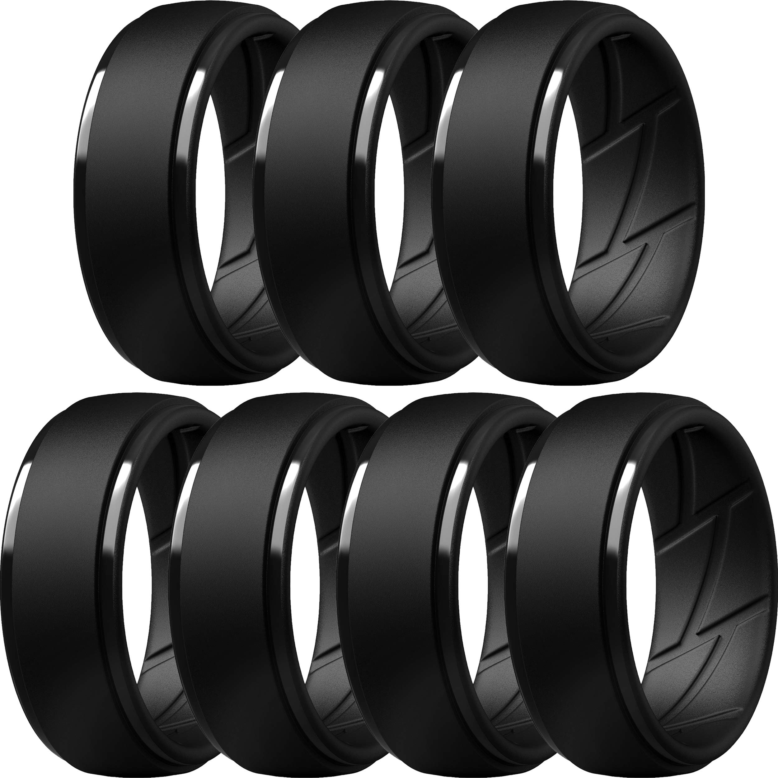 ThunderFit Men's Breathable Silicone Ring with Air Flow Groove 10mm Width 2.5mm Thickness