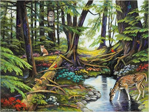 Trademark Fine Art Lienzo decorativo para pared, diseño de John Zaccheo "Forest Gathering", arte de pared para sala de estar, dormitorio u oficina,