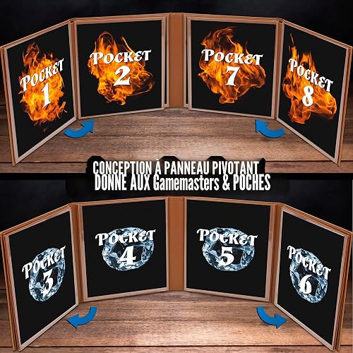 CASEMATIX DM Écran en Faux Cuir à 8 Panneaux Deluxe GM - Écran Pliable en Huit Panneaux pour Dungeon Master avec 2 Panneaux Basculants et Pochettes Effaçables à l'Eau pour TTRPG, Inserts Non Inclus - 5