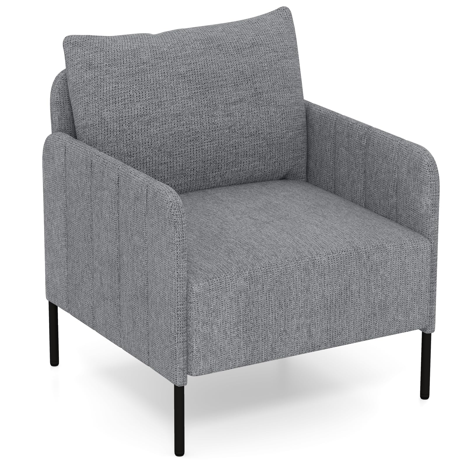 COSTWAY Fotel do salonu, pojedyncza sofa z poduszkami, fotel wypoczynkowy z regulowanymi poduszkami na stopy, wygodna sofa, nowoczesny fotel relaksacyjny do sypialni, gabinetu, szary