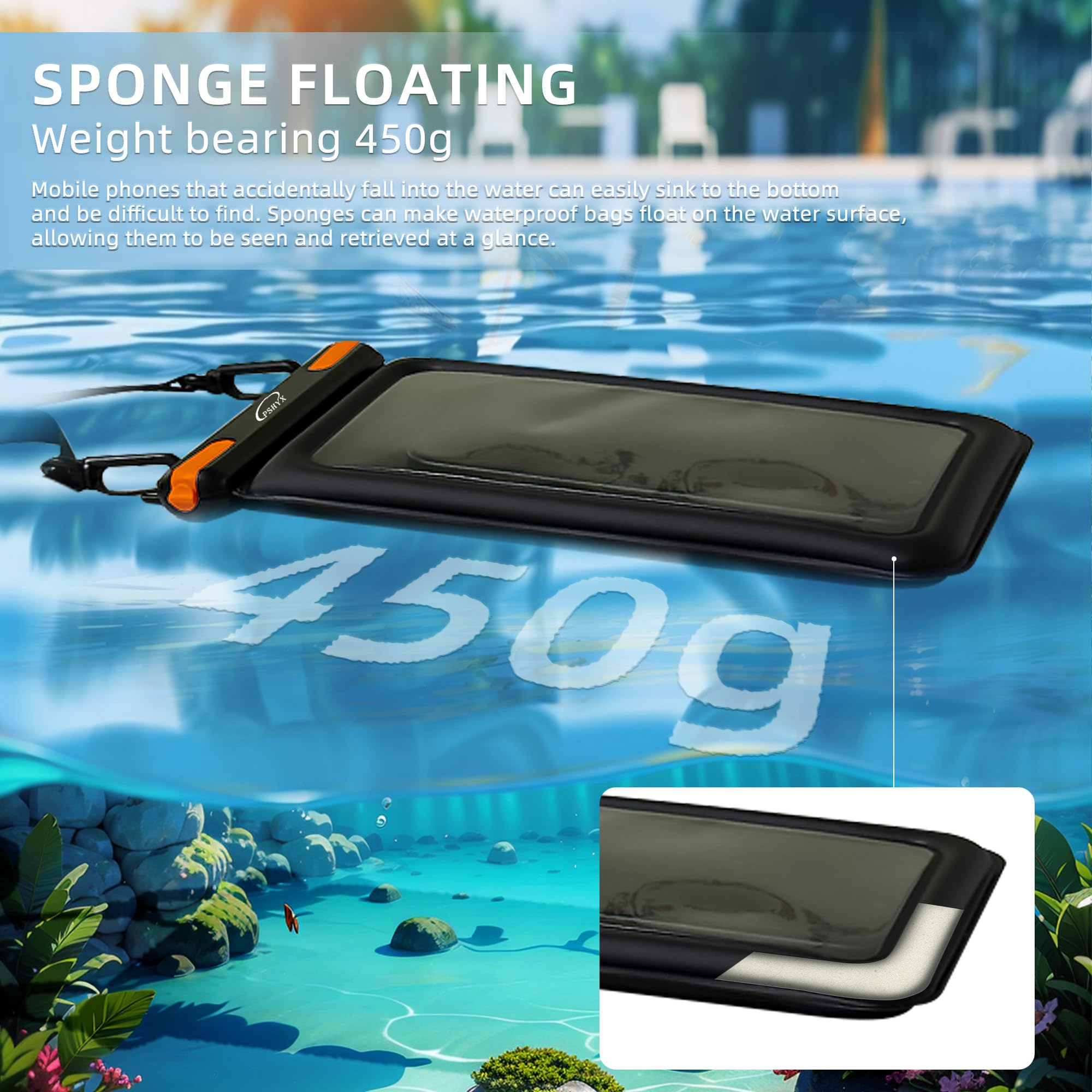 Bolsa impermeable flotante para teléfono, bolsa seca para teléfono, funda universal impermeable para iPhone 17, 16, 15, 14, 13, 12, 11 Pro Max, esencial para playa, buceo, deportes acuáticos, 2