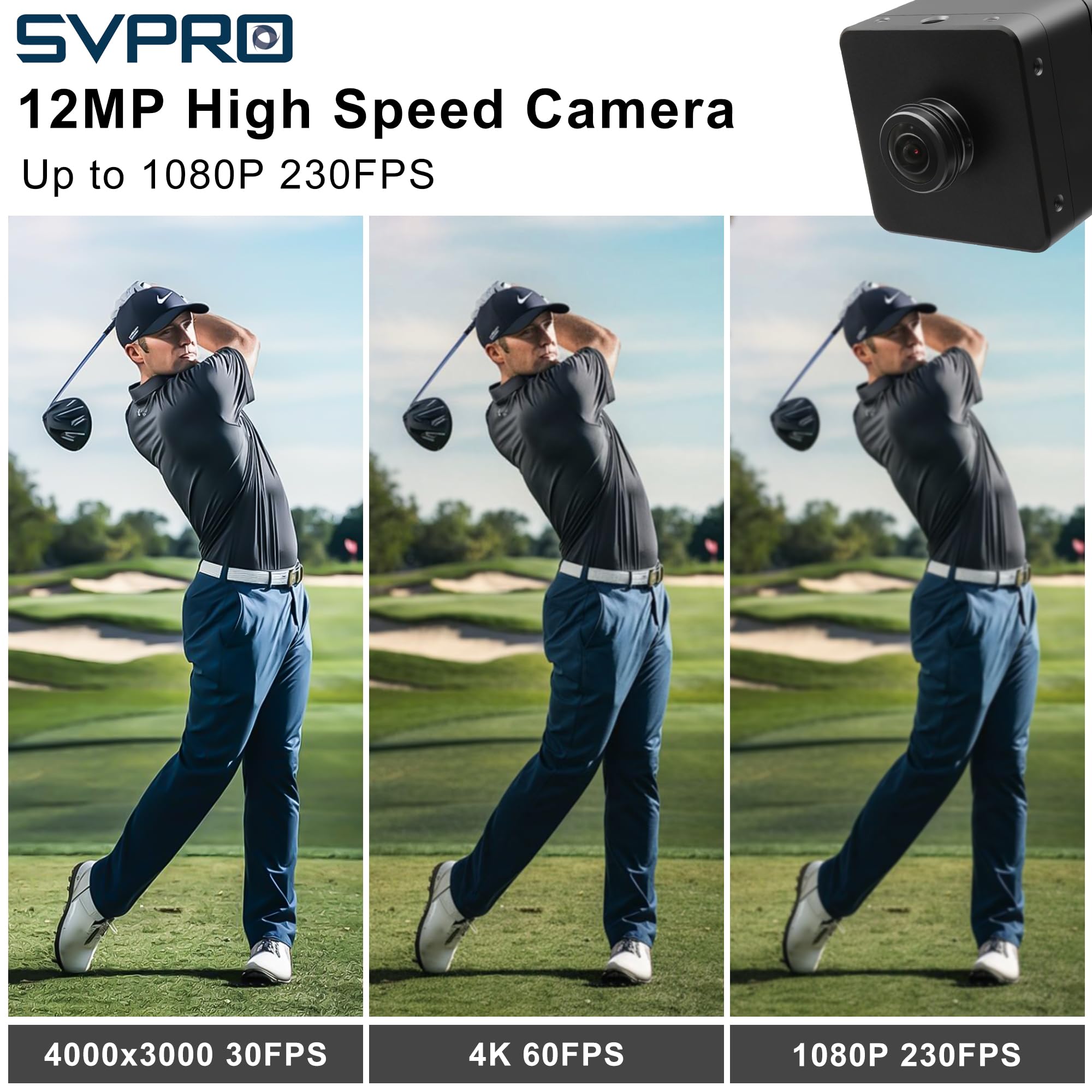 Svpro Fotocamera USB 3.0 da 12 MP, webcam ad alta velocità da 1080p a 230 fps con obiettivo fisheye da 204°e struttura in metallo, fotocamera UVC HD IMX577 per computer e laptop