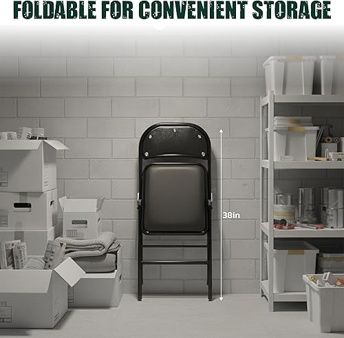 Miniatura 6 de Silla plegable acolchada con cojín Asiento y respaldo tapizados Silla plegable portátil para almacenamiento plegable Sillas plegables al aire