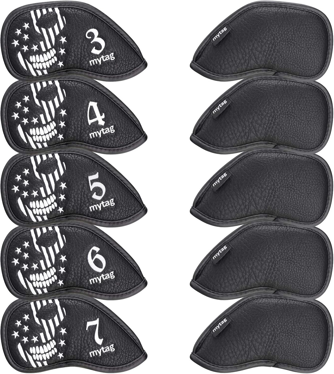 caiobob Mytag Golf Iron Head Cover Wedge Headcover Set Black Synthetic Leather Skull Skeleton Irons Protector (10pcs Iron Cover Set) : Sports & Outdoors