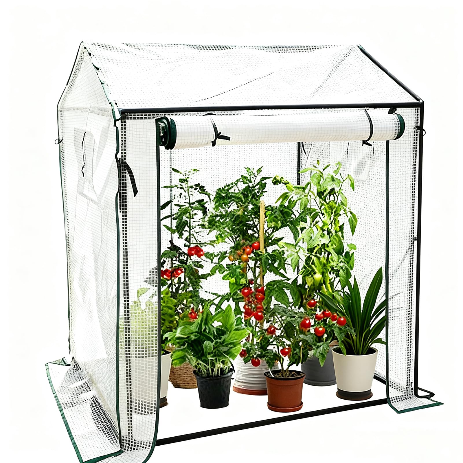 Foliengewächshaus Gewächshaus 130x90x150 cm, Begehbarers Tomaten Gewächshaus überwinterungszelt für Pflanzen,pflanzenschutz Winter Winterfest, UV-Beständig