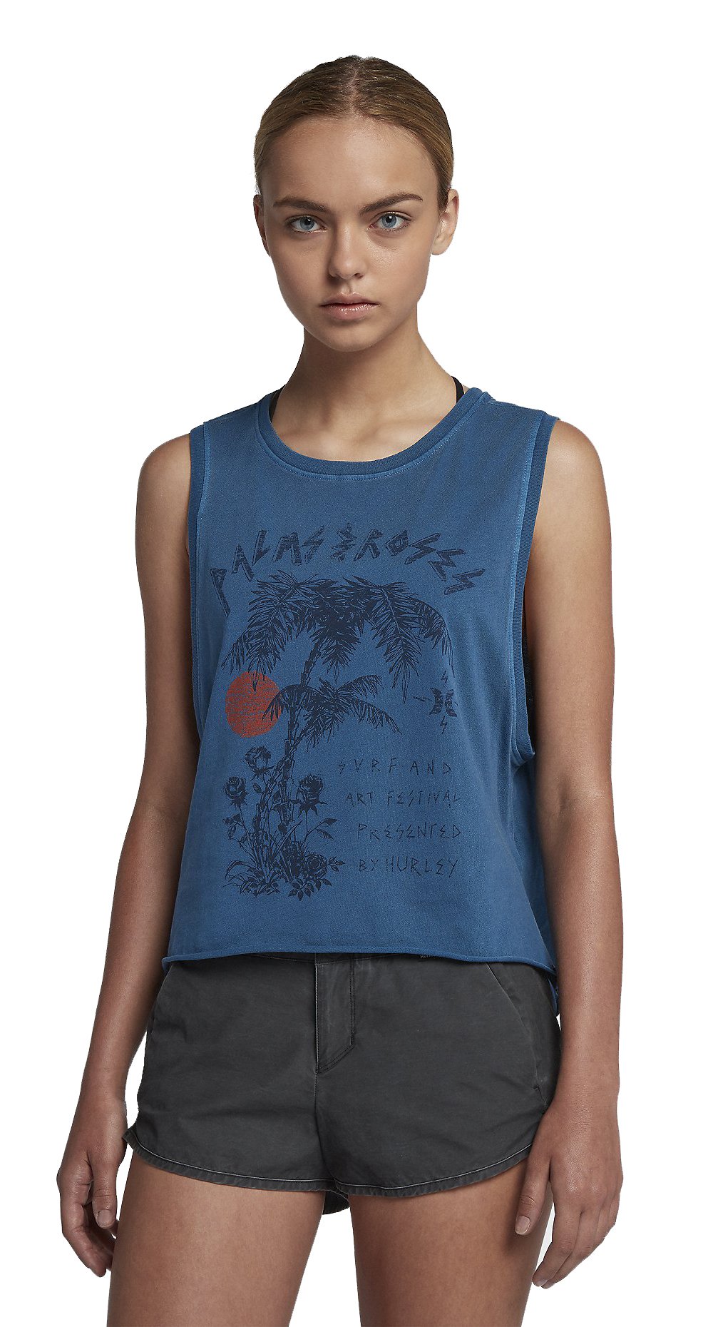 NIKE W NOCHELLA CRP Wash Biker Tank - Camiseta de Tirantes, Mujer, Azul(Blue Force)