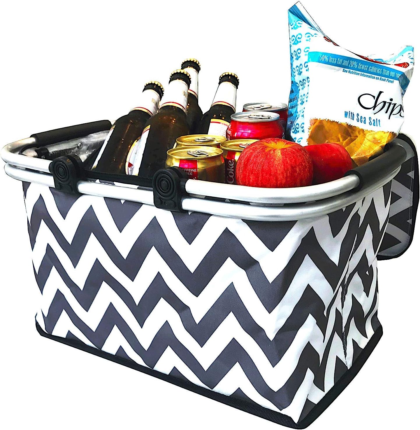 Large Insulated Picnic Basket Cooler | 9 Gal Capacity Leakproof Folding Collapsible Portable Market Basket Bag Set Aluminum Handles for Travel, Shopping & Camping | Keeps Wine, Food & Drinks Fresh : Patio, Lawn & Garden