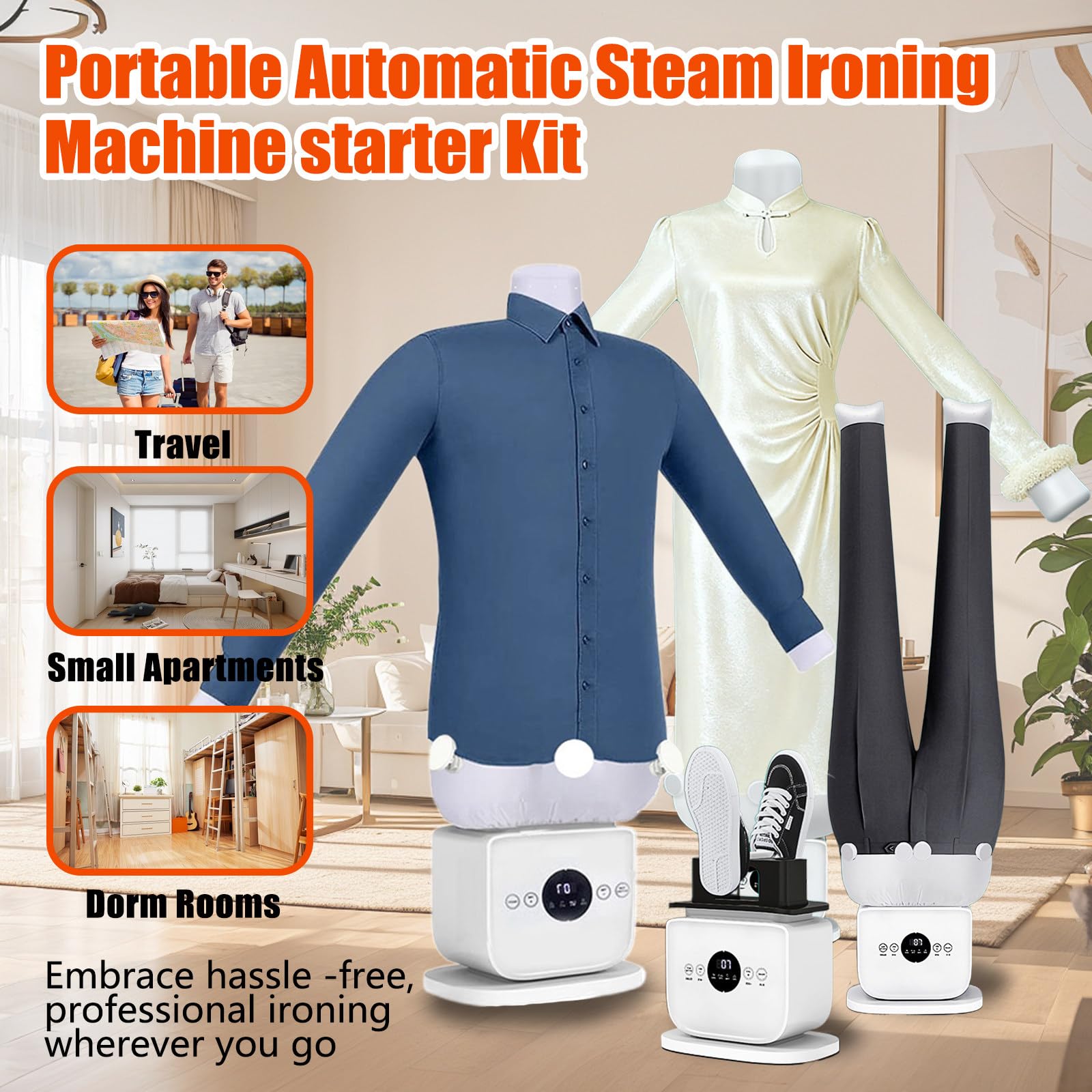 Planchadora automática, Plancha de Vapor portátil, Secado rápido en 8 Minutos, Secado 360° sin Puntos Ciegos, Plancha para Camisas, Zapatos, Pantalones y Faldas.