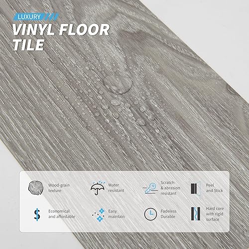 Miniatura 57 de Art3d Paquete de 36 azulejos de vinilo de lujo para despegar y pegar, tablones de madera autoadhesivos de 54 pies cuadrados para cocina, dormitorio