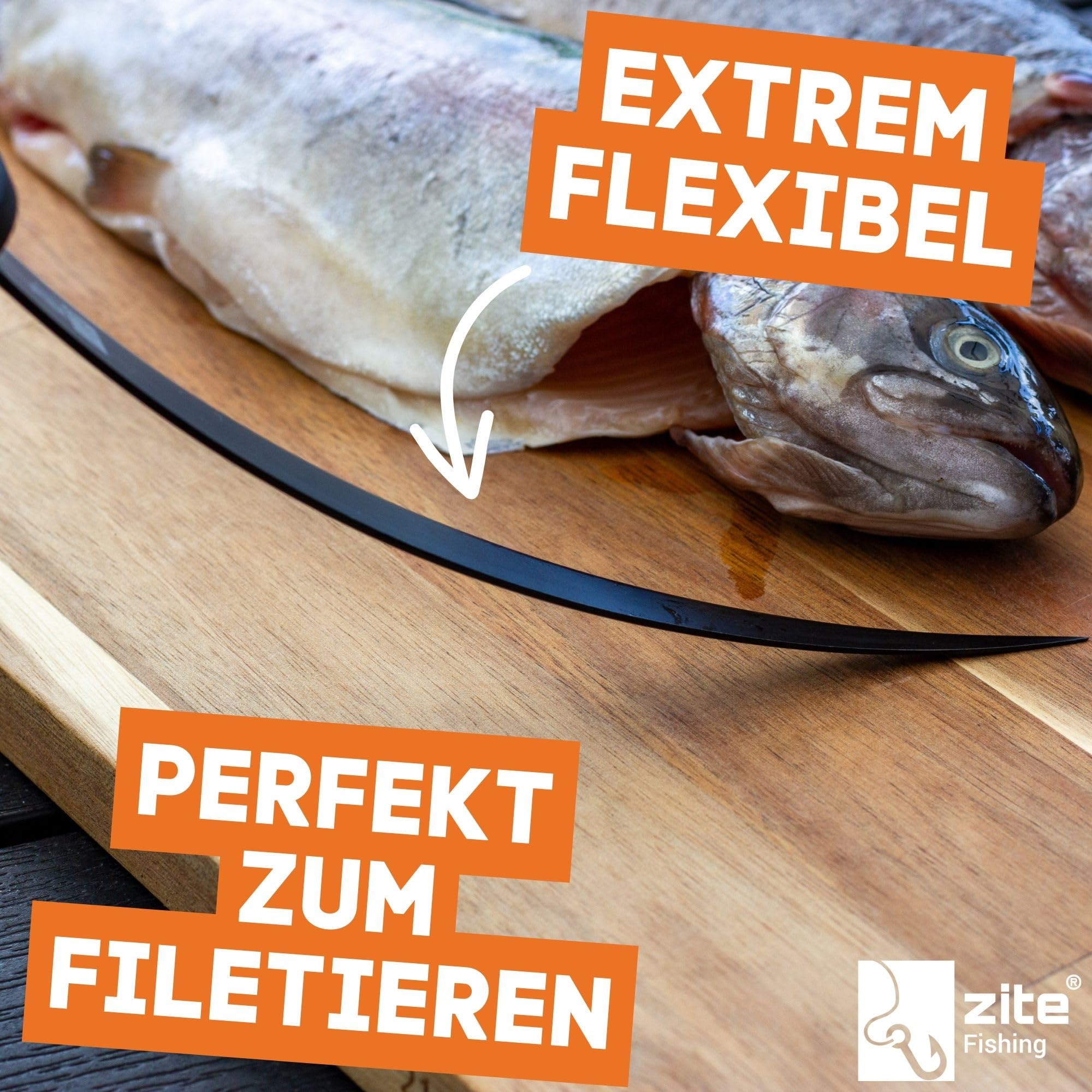 Zite Fishing zestaw noży do filetowania z ostrzałką do noży – ostre i powlekane ostrze odporne na korozję – nóż do ryb z uchwytem antypoślizgowym – długość ostrza 20 cm