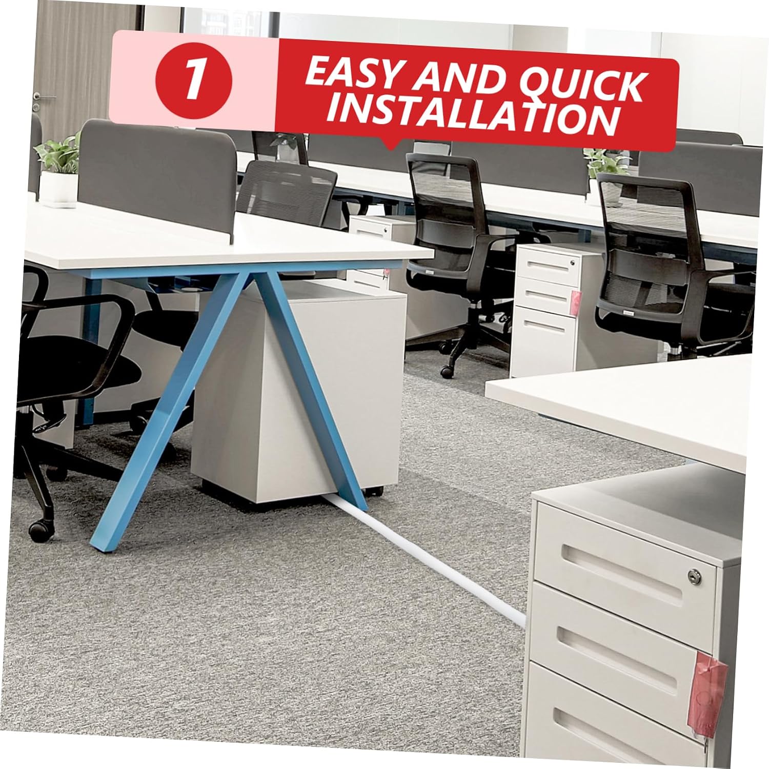 TEHAUX Floor Cord Cover Cable Management Sleeve Heavy Duty Cable Protector for Sidewalk Self-Adhesive Trough PVC Material Organize Home Office