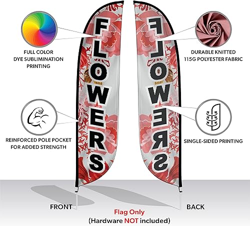 Miniatura 2 de LookOurWay Bandera de plumas – Banderas publicitarias de 12 pies de alto para promoción de negocios y eventos al aire libre – Bandera Swooper solo –