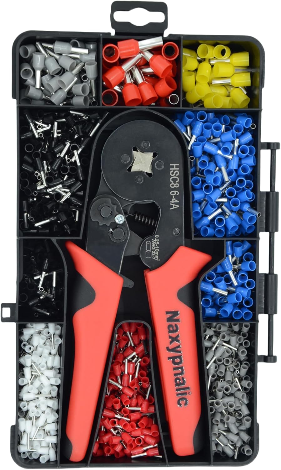 HSC8 6-4A Square Ferrule Crimping Tool Kit with 1200PCS Insulated Wire End Ferrules, Self-Adjusting Ratchet Wire Crimper for 0.25-10mm² (AWG 23-7) Electrical Wiring