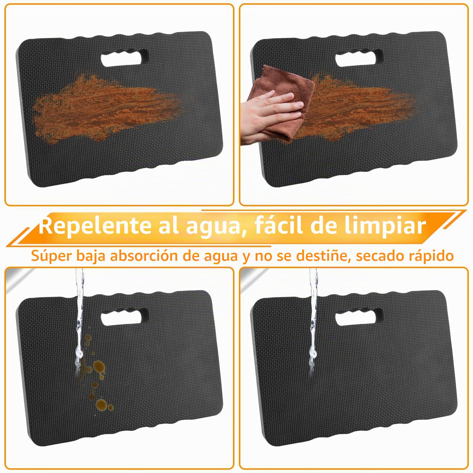 APACALI 3 cojines para rodillas de jardín, color negro, 43 x 28 x 4 cm, cojín para rodillas grueso, para jardín, resistente al agua, para jardinería, para yoga, jardinería, baño para bebés