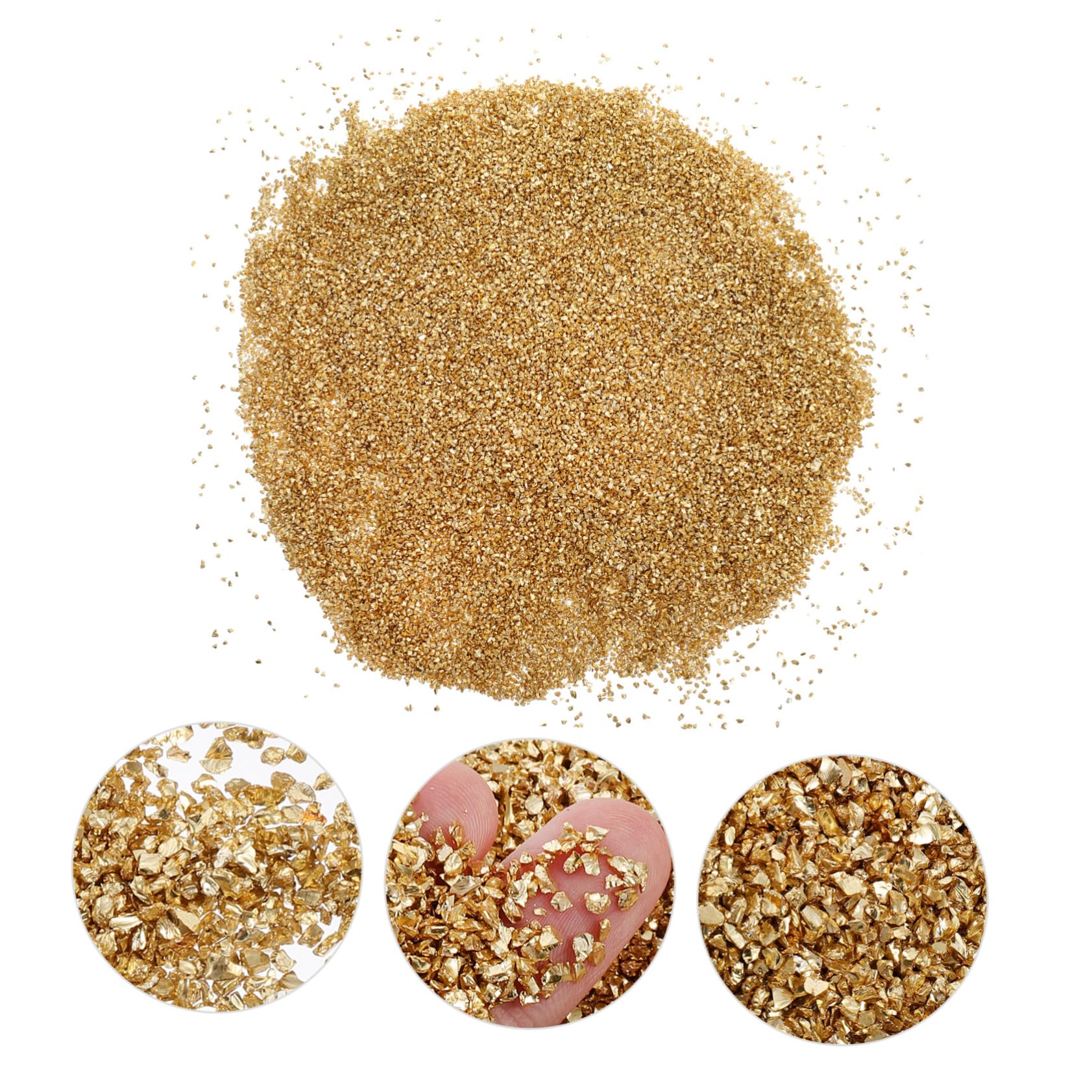 Uonlytech Bastel material Herstellung metallische Späne metallische Mini-Chips feines Glitzern scrabbook scrabook einmachgläser metallisches Glas handgefertigtes zerkleinertes Glas Golden