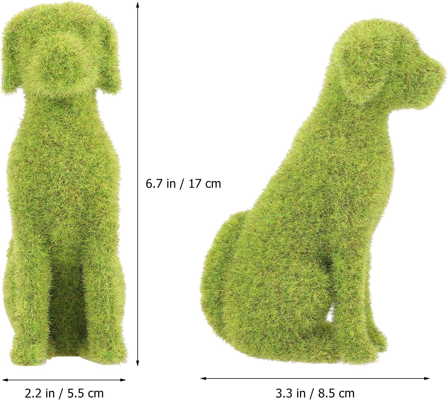 GANAZONO Dog Topiary Figurines Outdoor Ornament Dog Garden Statue Faux Green Covered Stones Faux Moss Animals Flocking Animal Green Decorations Landscape Flocked Decor Statuette Puppy Resin - Image 2