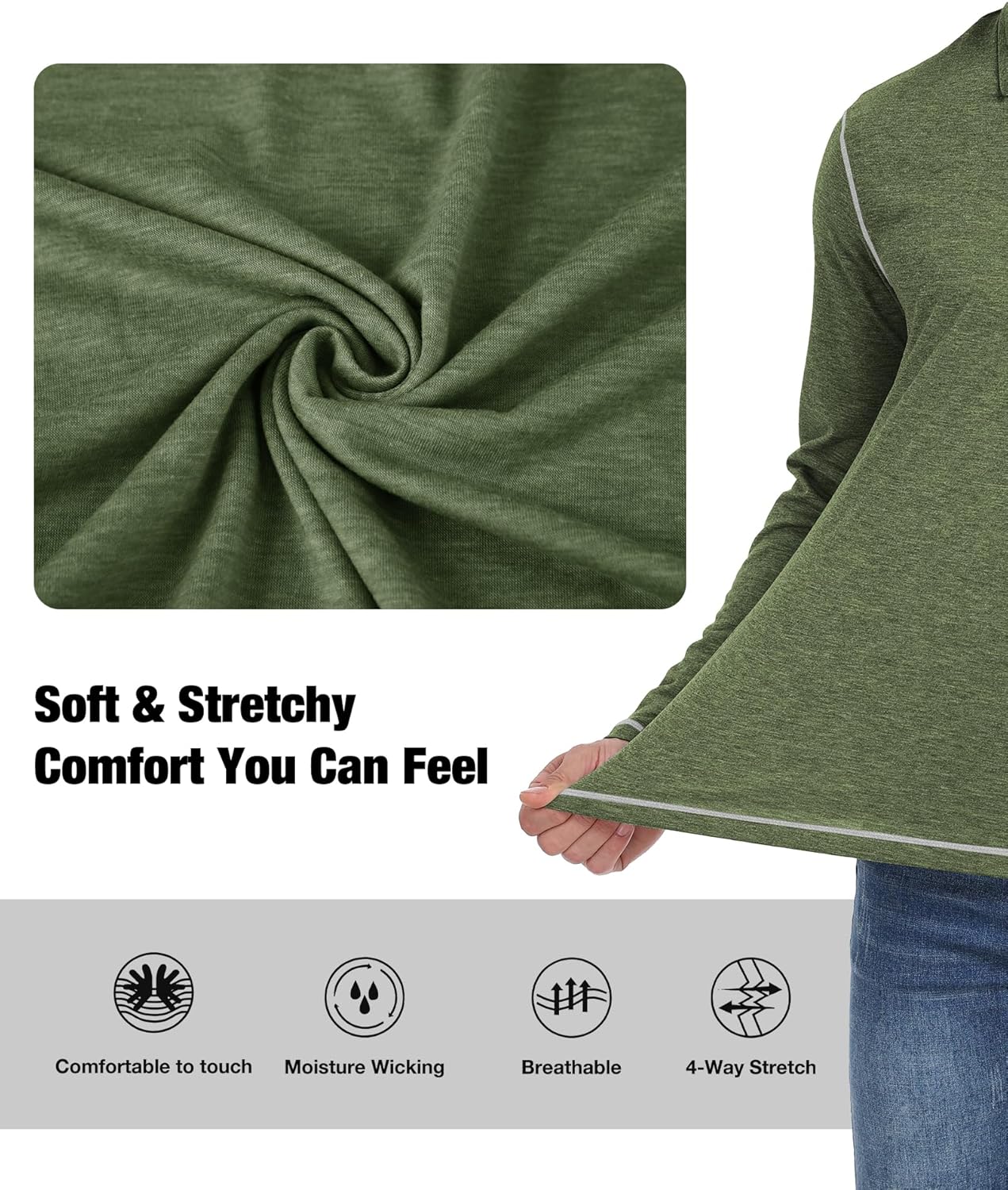 ZITY Men's Casual Long Sleeve Polo Shirts Classic Button Cotton Work T-Shirt Collared Basic Golf Shirt with Pocket - Image 4