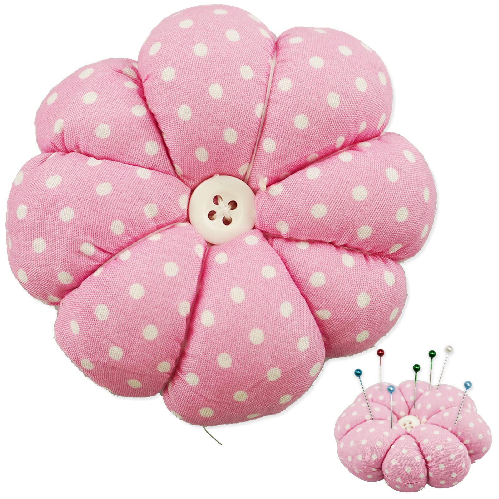 SZCXDKJ Wrist Pin Cushion, Pin Cushion with Wrist Strap Wearable Pumpkin Shape Sewing Pincushions for Quilting, Craft Projects, Workshops, Tailoring and Repairs (Pink)
