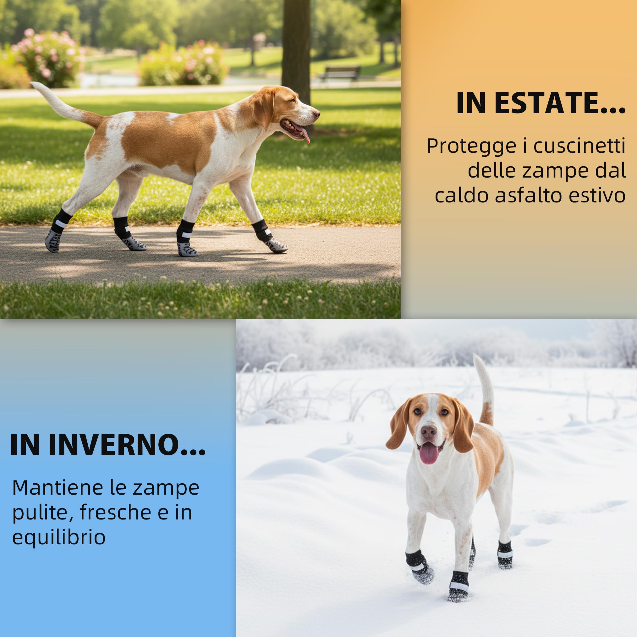 Fantasreen Calzini Antiscivolo per Cani con Osso, 6 Paia, Grigio Modern, M | Protegge le zampe su pavimenti in legno, neve e asfalto caldo. Grip a forma di osso. Morbido e traspirante.