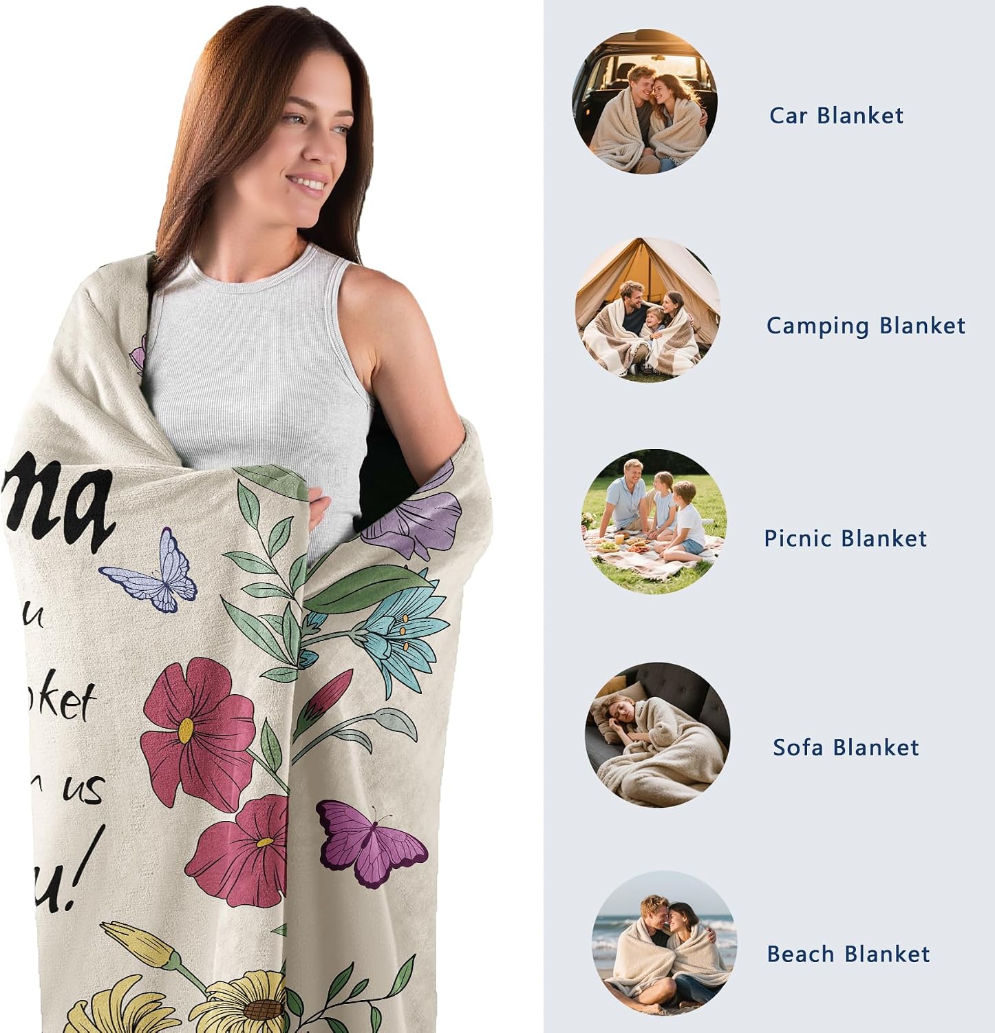 Mothers Day Blankets for Grandma,Grandma Gifts,Gifts for Grandma,Grandma Gifts from Granddaughter,Grandma’s Birthday Gift from Grandchildren,Grandma Gift for Mothers Day Blanket 50" x 60"