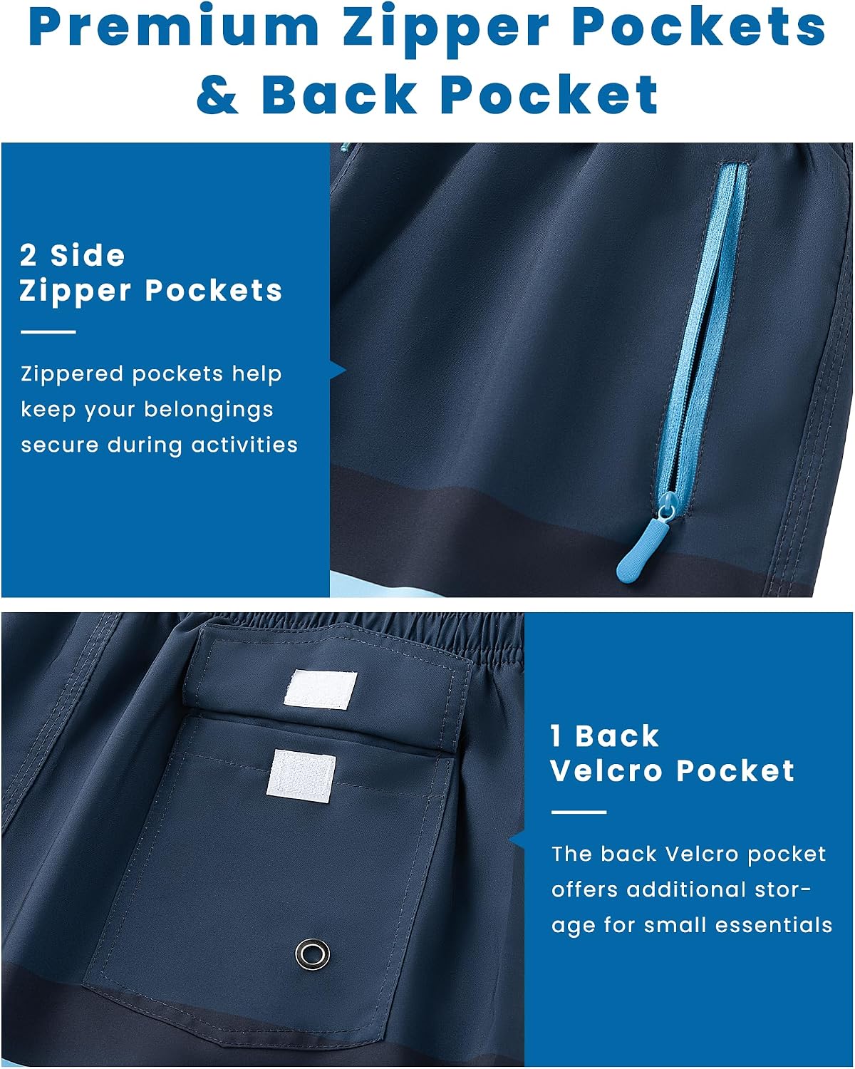 BOJIN Mens Swim Trunks with Zipper Pockets Quick Dry 9 Inch Bathing Suit Board Shorts Beach Swimsuits