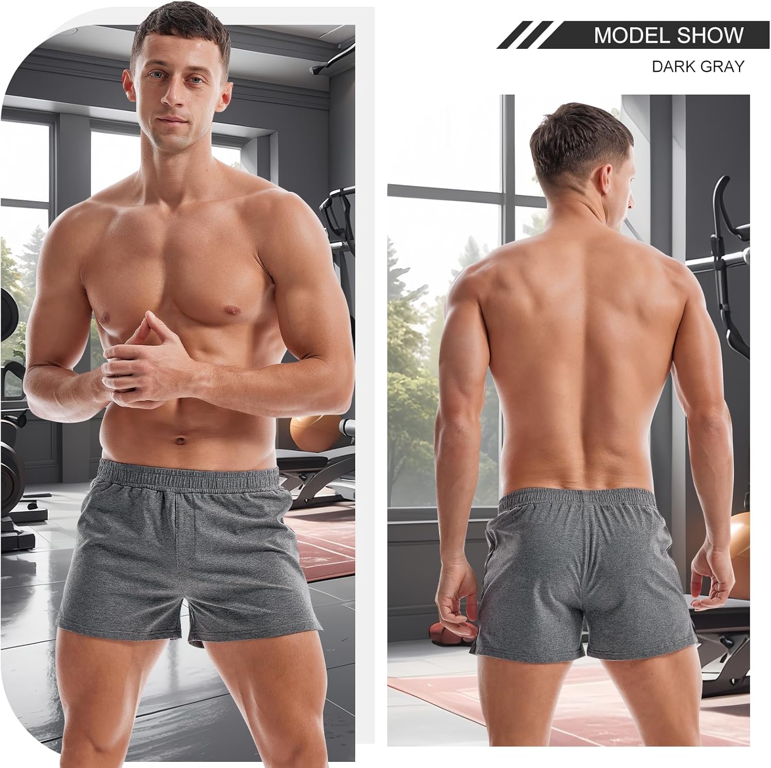 AMY COULEE Mens Gym Shorts 3" Bodybuilding Workout Shorts Lightweight Running Lounge Cotton Sleep Bottoms - Image 3