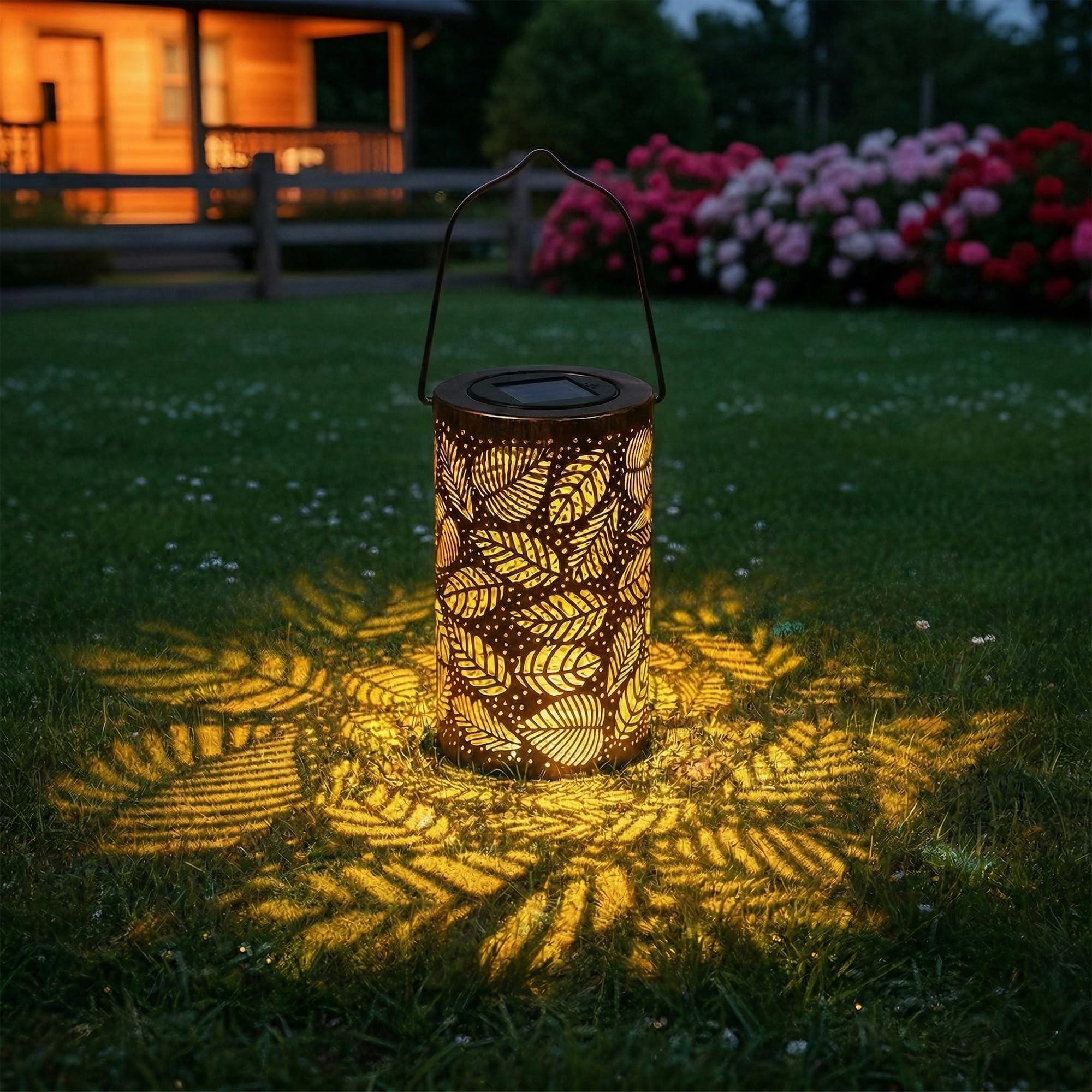 2 Pack Solar Lights Outdoor Garden, IP65 Waterproof Hanging Outdoor Lanterns, Garden Ornaments for Patio Balcony Camping , Garden Women Gifts (D)