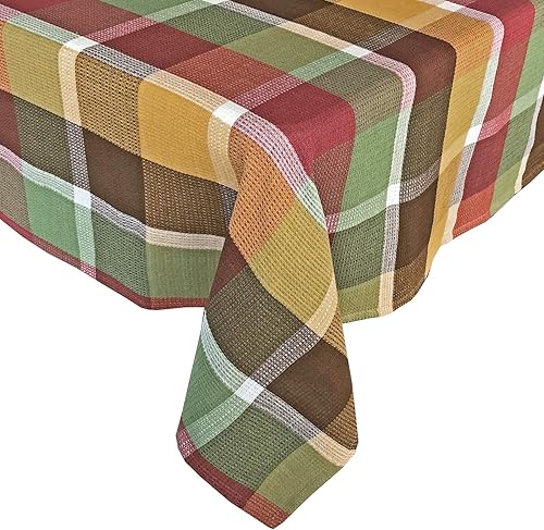 Miniatura 7 de Lintex - Mantel de tela de algodón 100 % para otoño y Acción de Gracias estilo de cabaña - Diseño a cuadrosbloques grandes con colores otoñales,