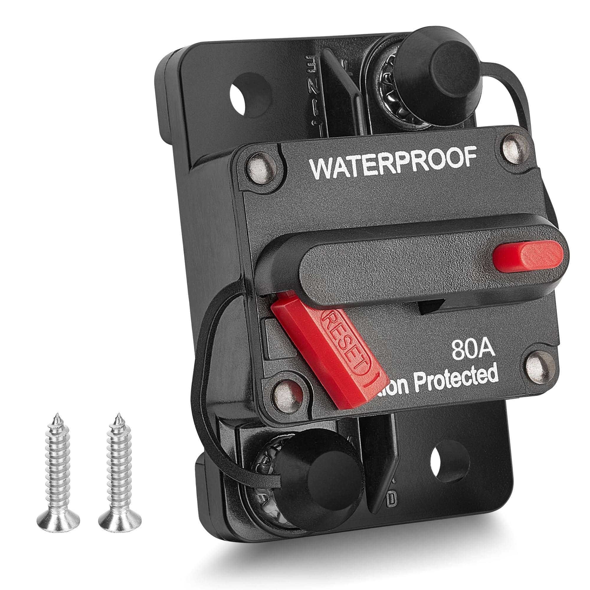 RED WOLF 80Amp Circuit Breaker for Boat Trolling Motor Marine ATV Vehicles Stereo Audio Electronic Battery System Inline Fuse Manual Reset Switch Waterproof DC 12V-48V-image-44