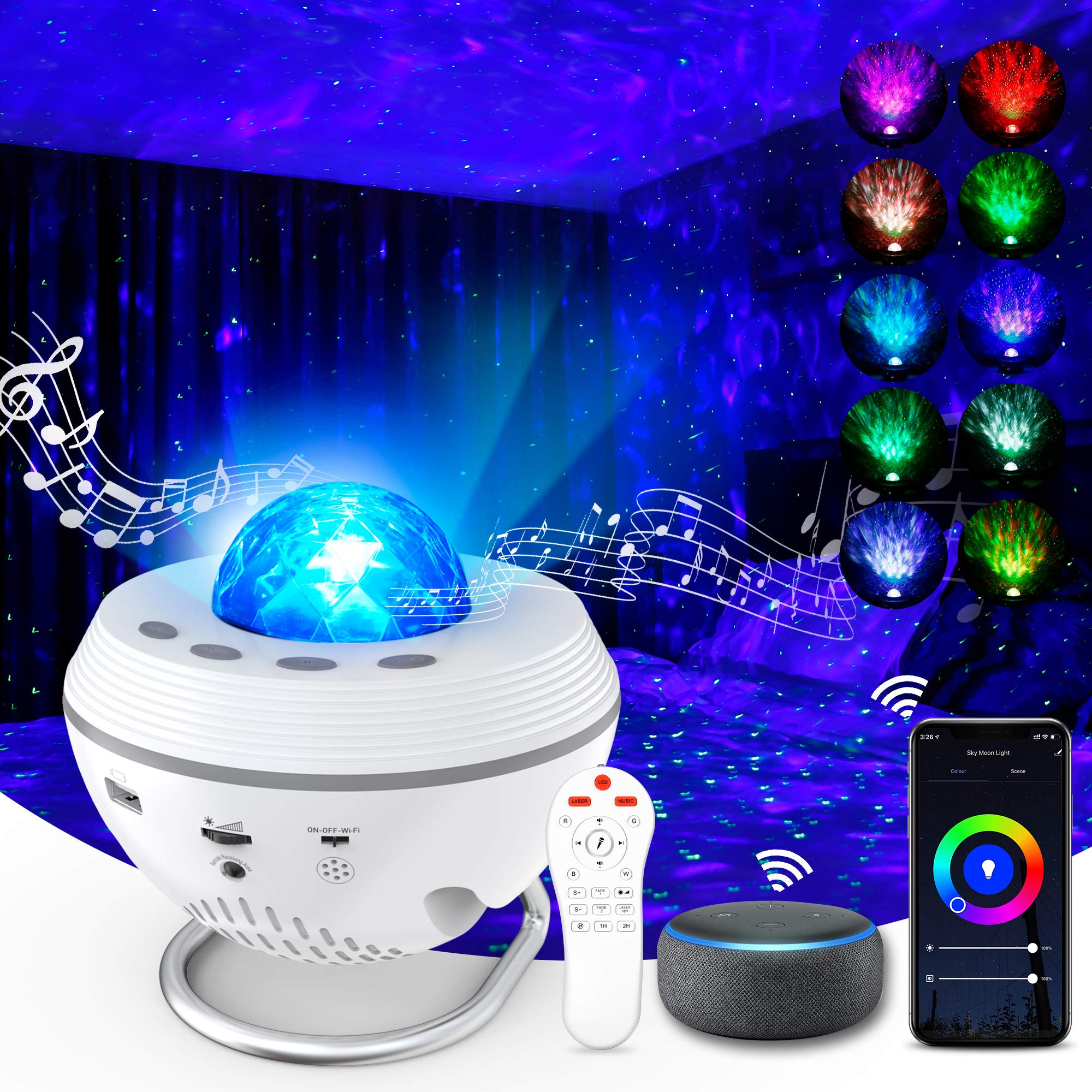 Star Projector & Night Light Projector, Galaxy Light Projector for Bedroom,Kids, Starry Light Projector with Smart App & Alexa, 10 Lighting Modes, Bluetooth, Remote, Sound-Activated and Auto-Off Timer