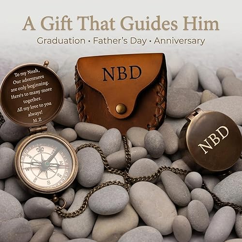 Miniatura 4 de Brújula grabada para hijo o nieto – Brújula de bolsillo de latón personalizada – Regalo de graduación personalizado de papá, mamá o abuelos –