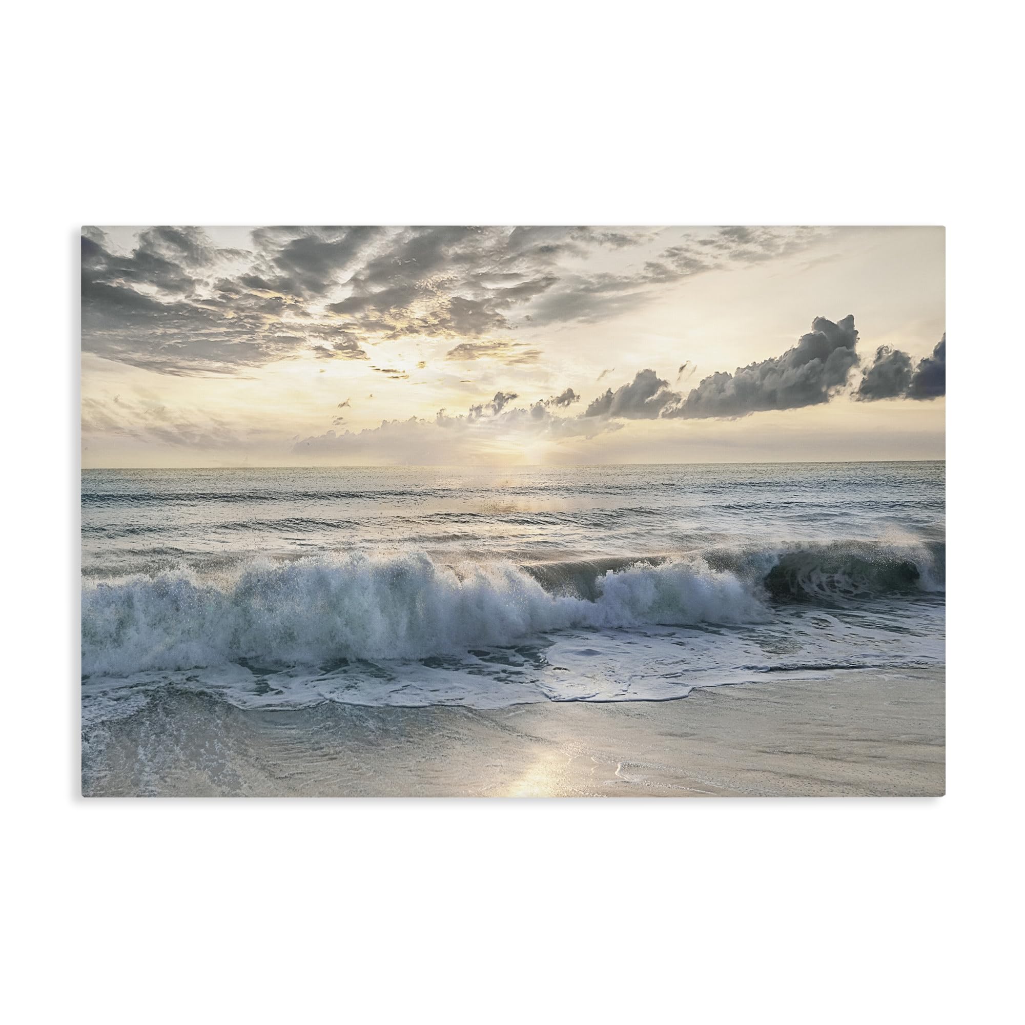 Stupell Industries 'Sunset Foam Along Shoreline', Canvas Art, 36 x 24 Inches, Easy to Hang and Sturdy, Made in USA, by Mike Calascibetta