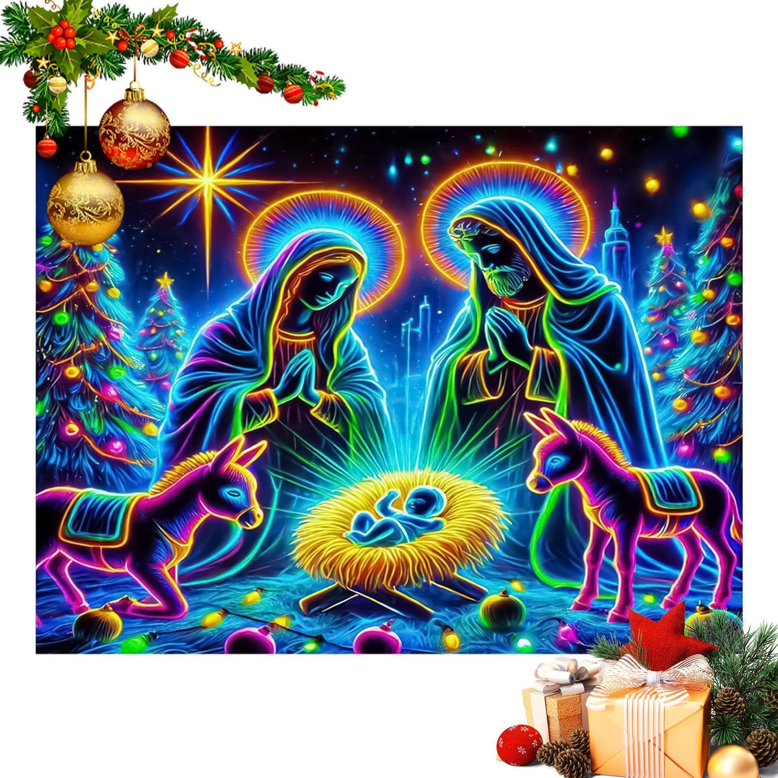 Tapisserie de crèche de Noël toile de fond phosphorescente pour masquer un mur vide pendant les fêtes