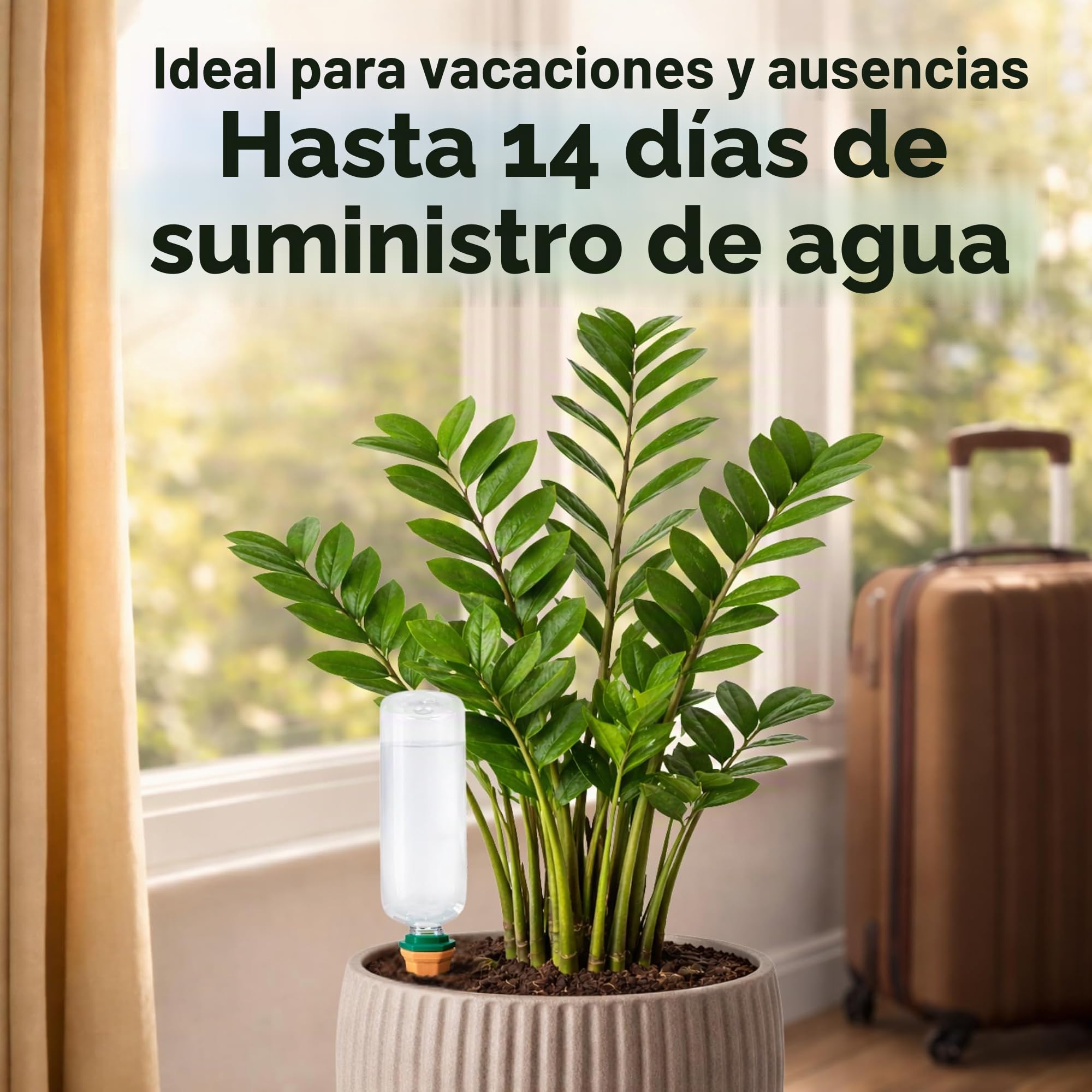 Sistema de riego para plantas, juego de conos de arcilla con adaptador y botellas de PET de 750 ml, riego automático de vacaciones para plantas de interior y balcón