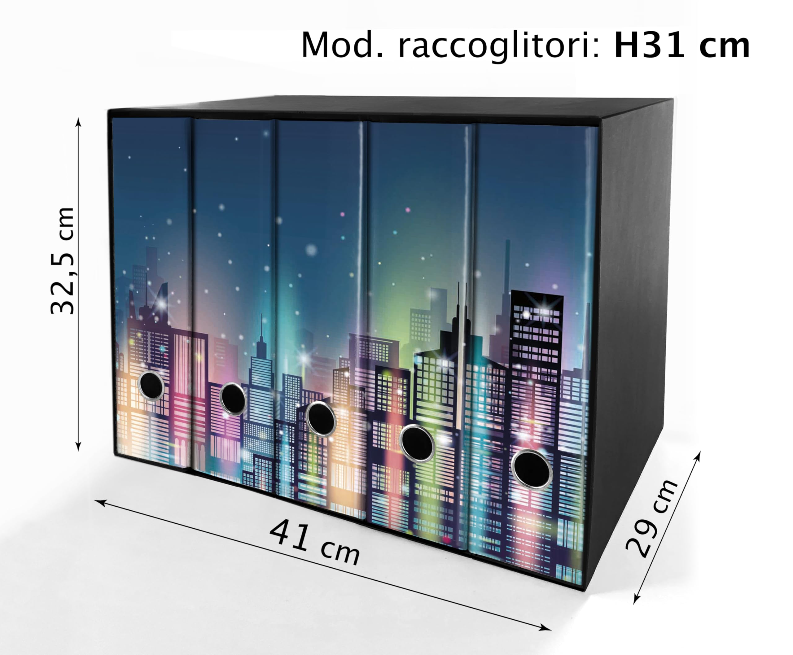 Set da 5 raccoglitori ad anelli - CITTA DI NOTTE (H31 cm con 2 anelli)