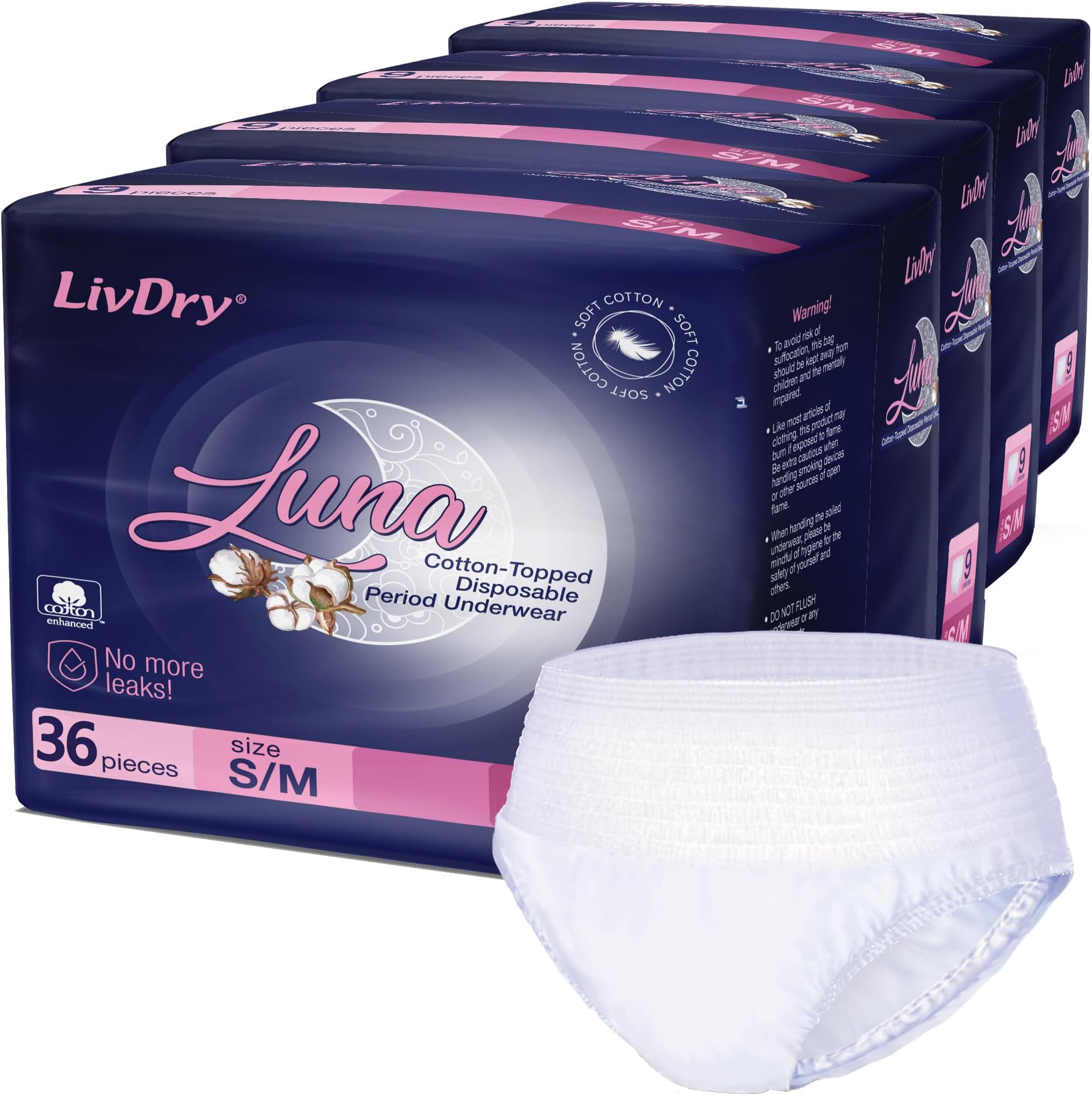 Amazon.com: Luna Disposable Period Underwear for Women, Menstrual and ...