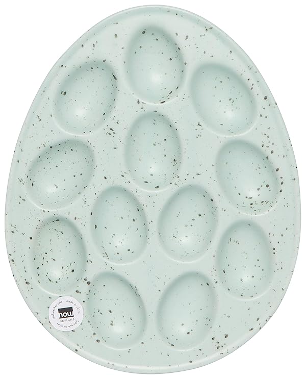 Now Designs Deviled Egg Tray, Robin Blue - Holds Dozen Eggs | Stoneware by Now Designs - Image 2