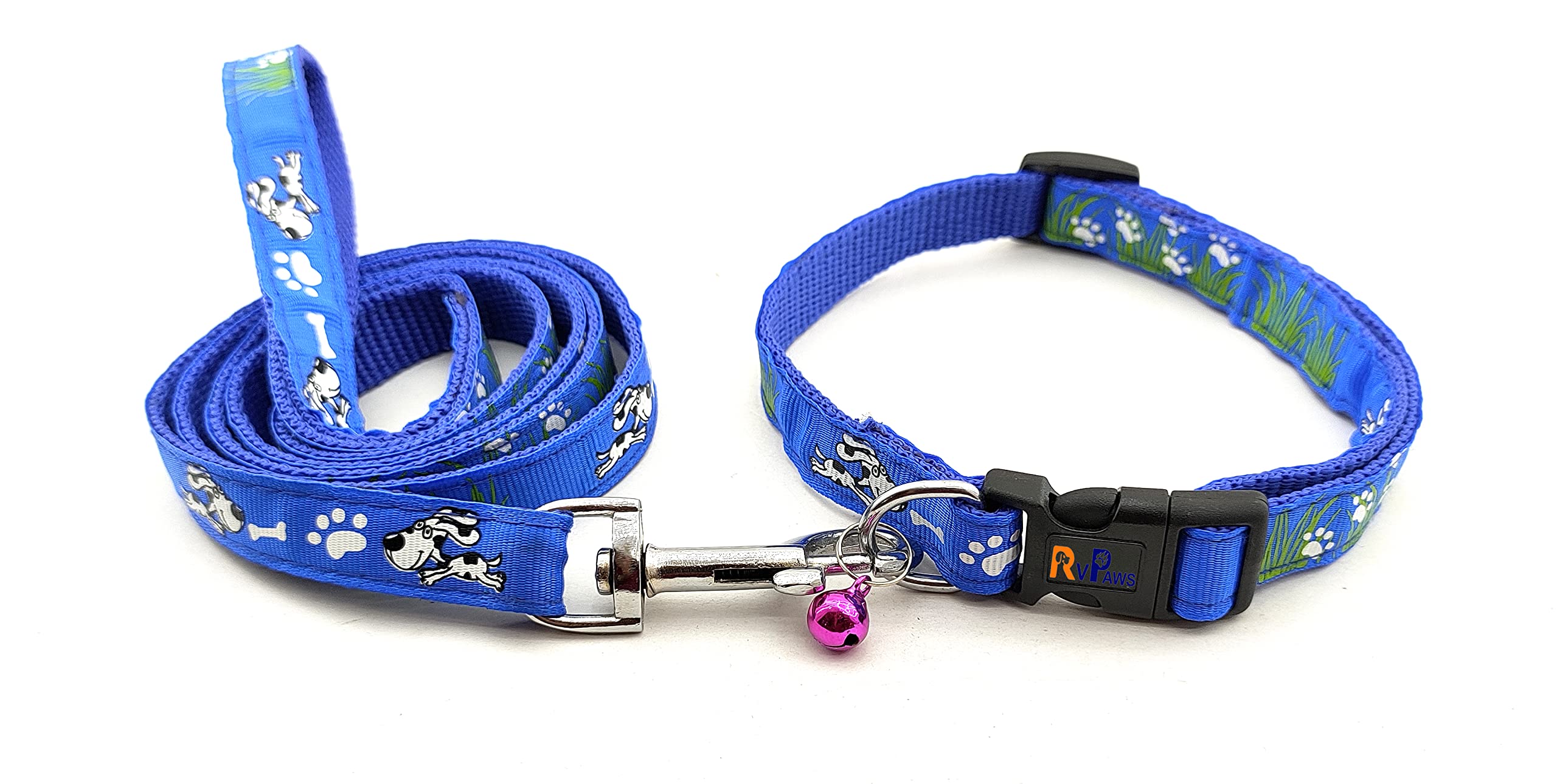 RvPaws Dog Collar and Leash Set Puppy Printed, Adjustable Nylon Collar with Leash for Small and Medium Dogs, Color-Full Collar Leash Set for Puppies, Dog & Cat 15 MM - Blue (B0BLLCHKT5) Amazon Price History, Amazon Price Tracker