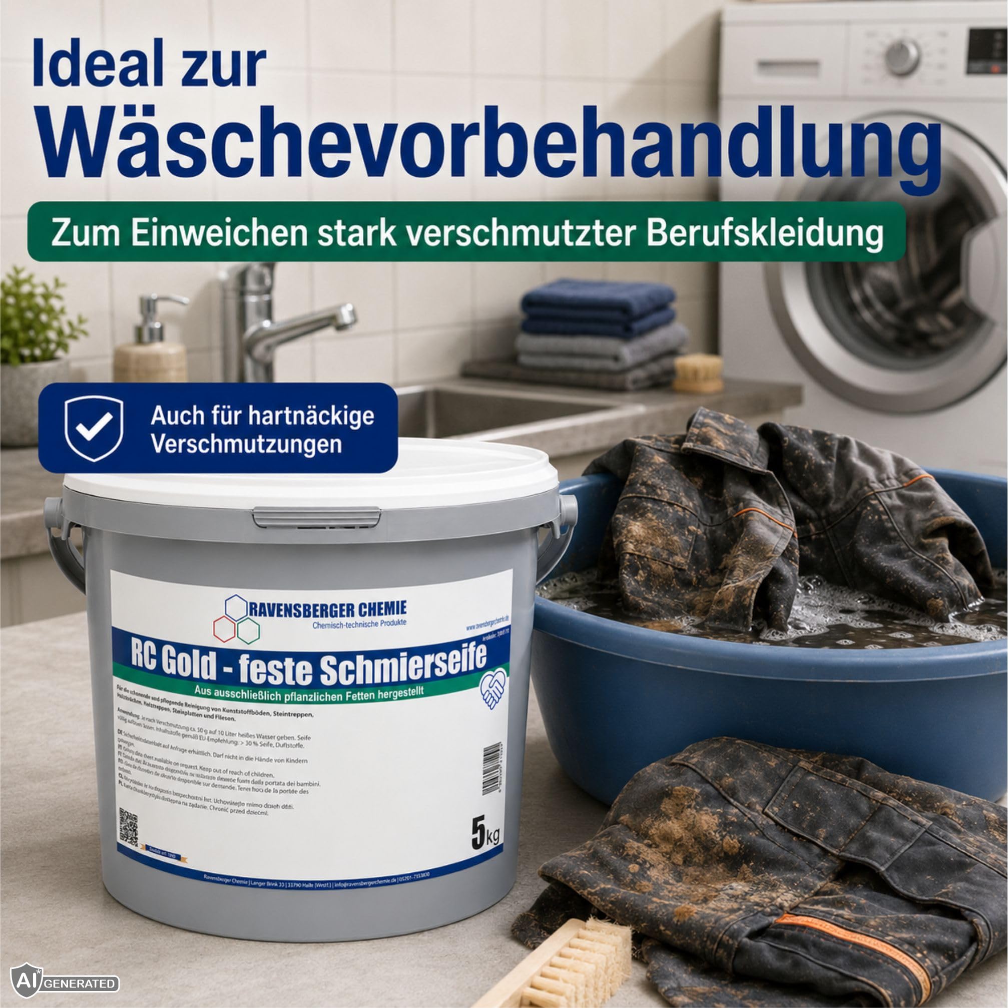 RC Gold feste Schmierseife 40% Seifenkonzentrat – Bodenreiniger & Schmierseife für Fliesen, Kacheln, Steinböden, Kunststoffböden & wasserbeständige Oberflächen - 10 kg Eimer